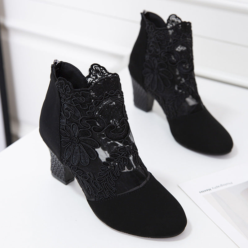 Damen Elegante und modische Stiefeletten mit floralen Akzenten und Animal-Print R&B