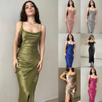 Damen Elegantes Maxikleid mit raffiniertem Wickelschnitt und schmalen Spaghettiträgern R&B