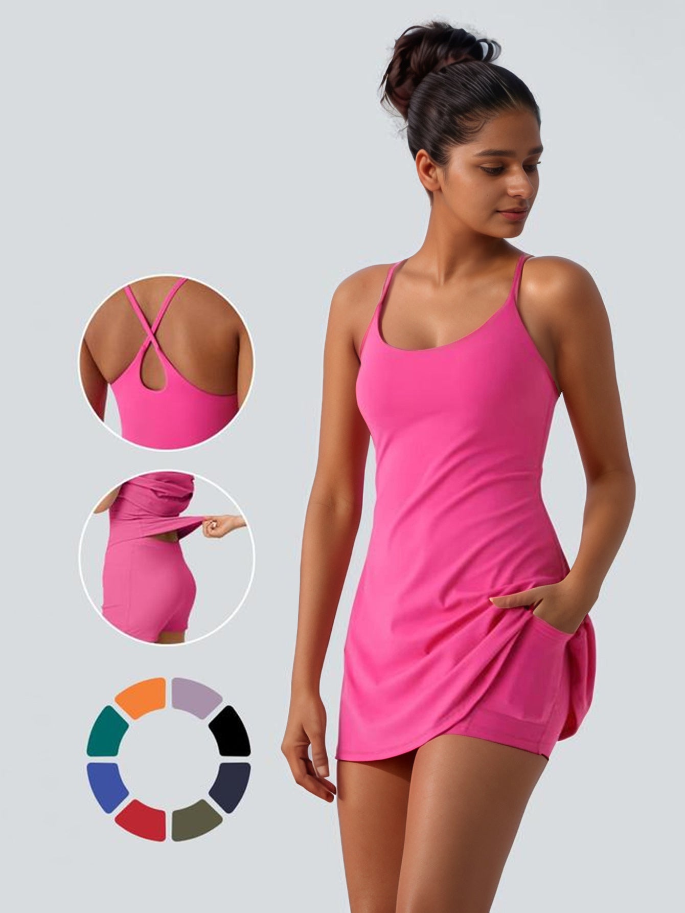 Damen Sportliches Tankini mit modischem Einsatz und Taschen R&B