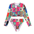 Damen Surf-Bikini-Set mit langärmeligem Oberteil und modischem Reißverschluss R&B