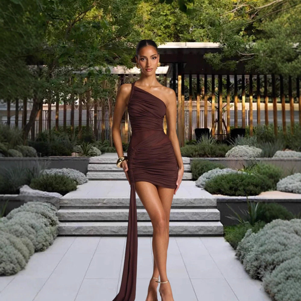 Damen Figurbetontes Wickelkleid mit asymmetrischem Saum und raffinierten Drapierungen