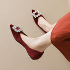 Damen elegante Ballerinas mit strassbesetztem Detail