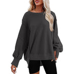 Damen Komfortabler Oversized Pullover mit lässigen Puffärmeln