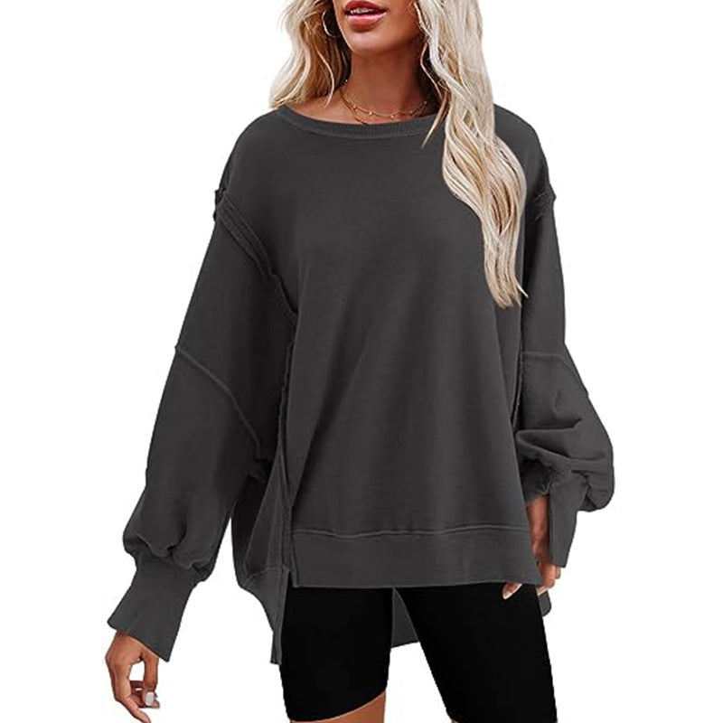 Damen Komfortabler Oversized Pullover mit lässigen Puffärmeln