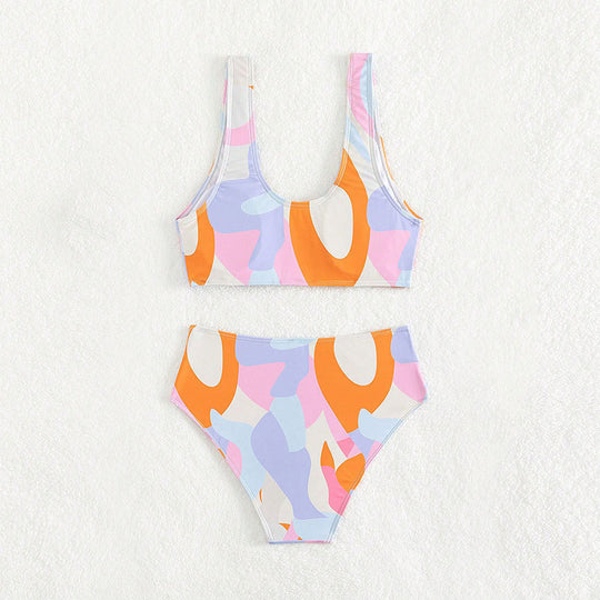 Damen Hoch geschnittenes Bikini-Set mit modischem V-Ausschnitt R&B