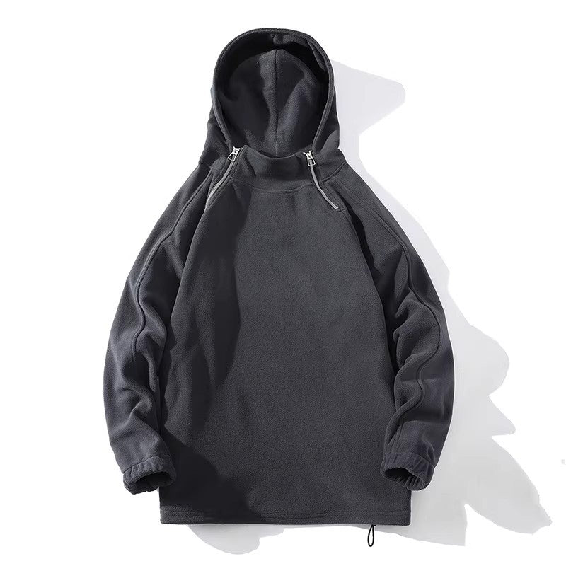 Herren Fleece Hoodie mit Reißverschluss und hohem Kragen