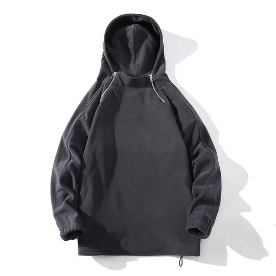 Herren Fleece Hoodie mit Reißverschluss und hohem Kragen R&B