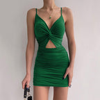Damen Figurbetontes Minikleid mit Raffungen und Twist-Design R&B