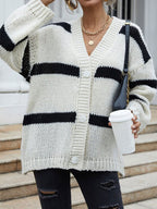 Damen Grobstrickjacke mit modischen Streifen R&B