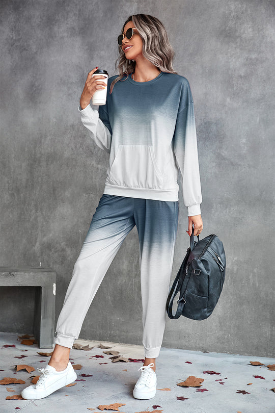 Damen Freizeit-Loungewear-Set mit modernem Ombre-Design und praktischen Taschen R&B