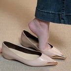 Damen spitze Ballerinas mit glänzendem Obermaterial und feinem Akzent R&B
