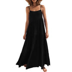 Damen luftiges Maxikleid mit Spaghetti-Trägern und stilvollem Layering R&B