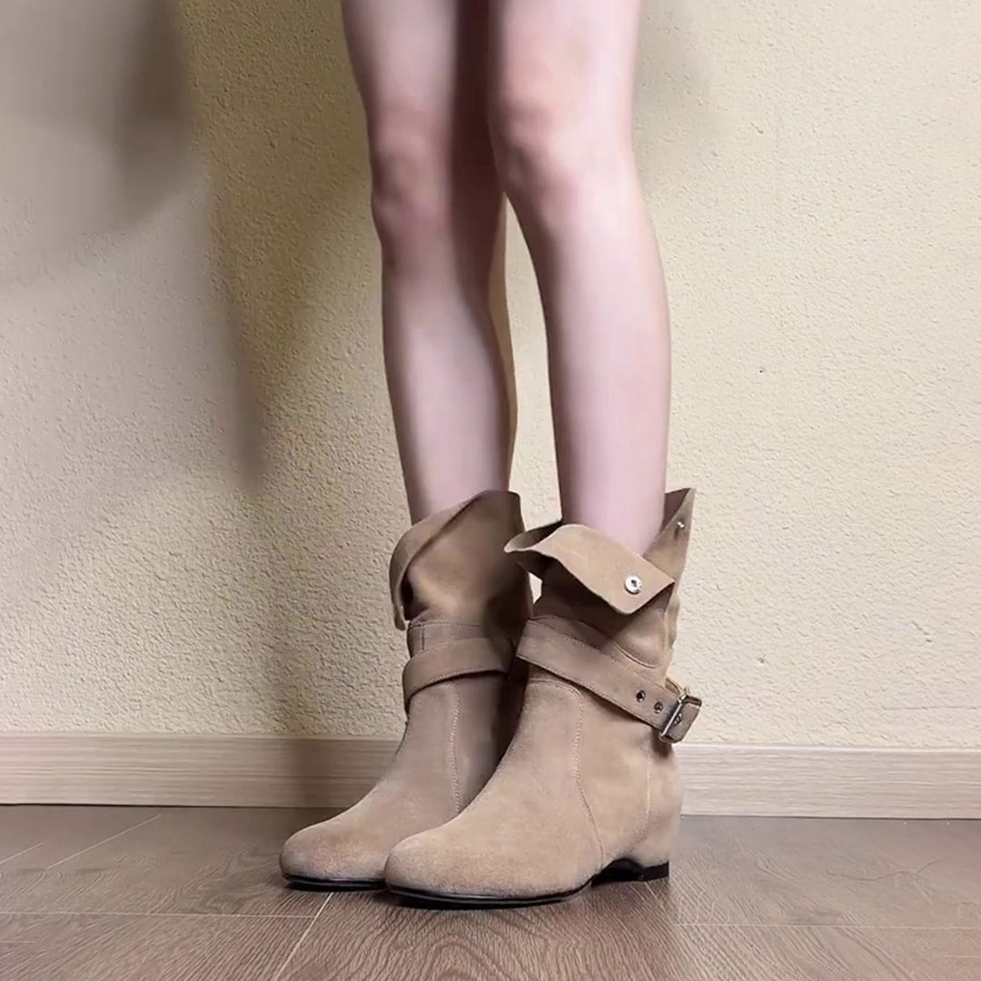 Damen Stiefeletten aus hochwertigem Wildleder mit modischem Schnallenakzent R&B