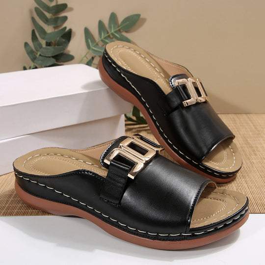 Damen Elegante Mules mit modischem Goldakzent und komfortablem Fußbett R&B