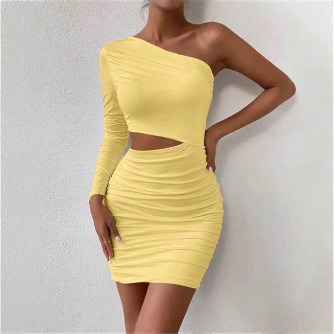 Damen figurbetontes Wickelkleid mit asymmetrischem Design und raffinierten Rüschendetails R&B