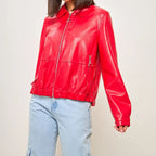 Damen modische Bomberjacke aus veganem R&B