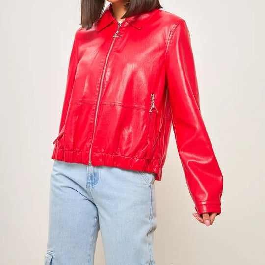 Damen modische Bomberjacke aus veganem R&B
