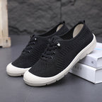 Damen Leichte und atmungsaktive Schnür-Sneaker aus elastischem Strickmaterial R&B