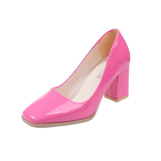Damen elegante Pumps mit quadratischer Zehenkappe und hohem Blockabsatz R&B