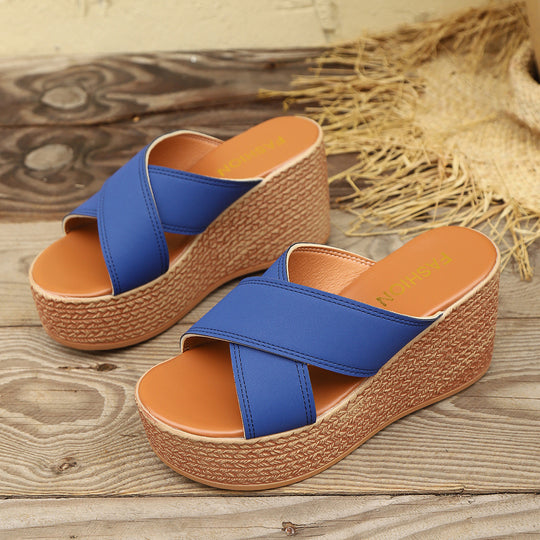 Damen Wedge-Pantoletten mit dekorativem geflochtenem Detail und rutschfester Sohle R&B
