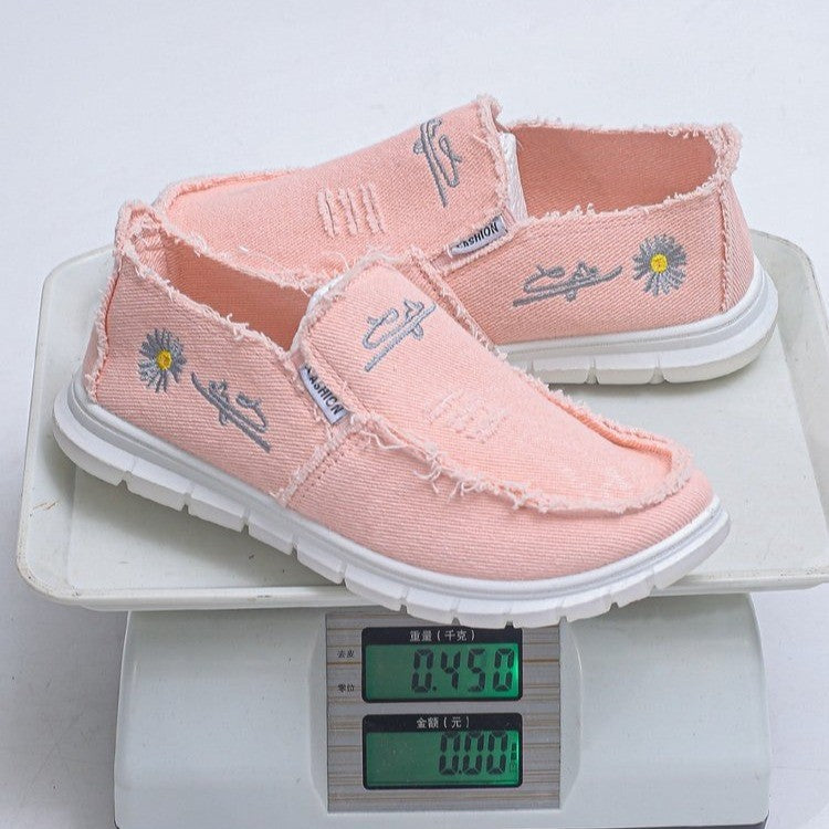 Damen lässige Slip-On Sneaker aus denimähnlichem Material R&B