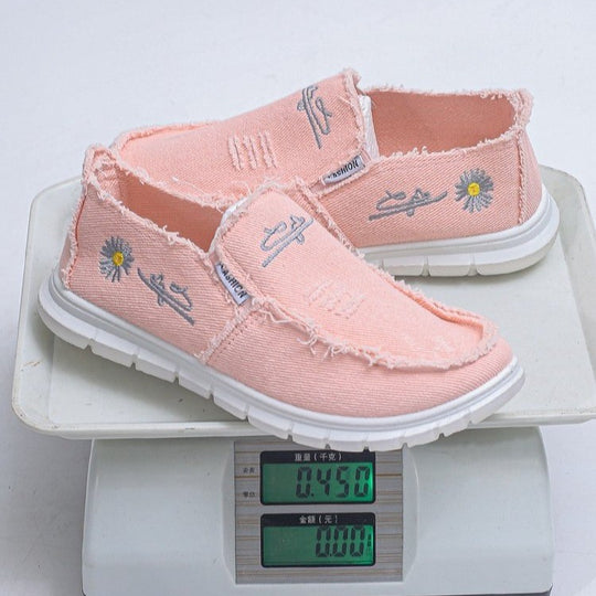 Damen lässige Slip-On Sneaker aus denimähnlichem Material R&B
