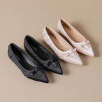 Damen Spitzenschuhe mit modischem Faltendesign und eleganter Schleifenapplikation