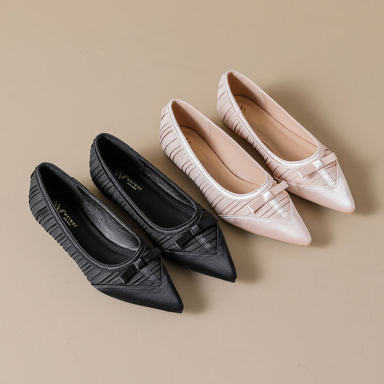 Damen Spitzenschuhe mit modischem Faltendesign und eleganter Schleifenapplikation R&B
