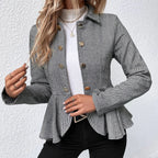 Damen Chic Tailored Blazerjacke mit asymmetrischem Saum und Knopfdetails R&B