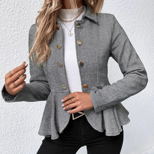 Damen Chic Tailored Blazerjacke mit asymmetrischem Saum und Knopfdetails R&B
