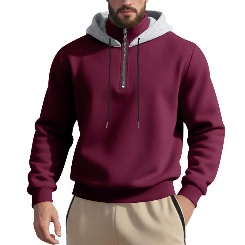 Herren sportlicher Kapuzenpullover mit halbem Reißverschluss und atmungsaktivem Stoff R&B