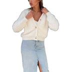 Strickjacke Damen flauschig mit Knopfdetails und weichen Ärmeln