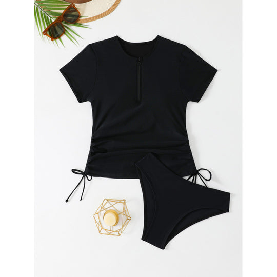 Damen Sportliches Bikini-Set mit kurzem Oberteil und verstellbaren Seiten R&B