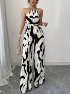 Damen Modischer Jumpsuit mit Spaghettiträgern und weitem Bein R&B