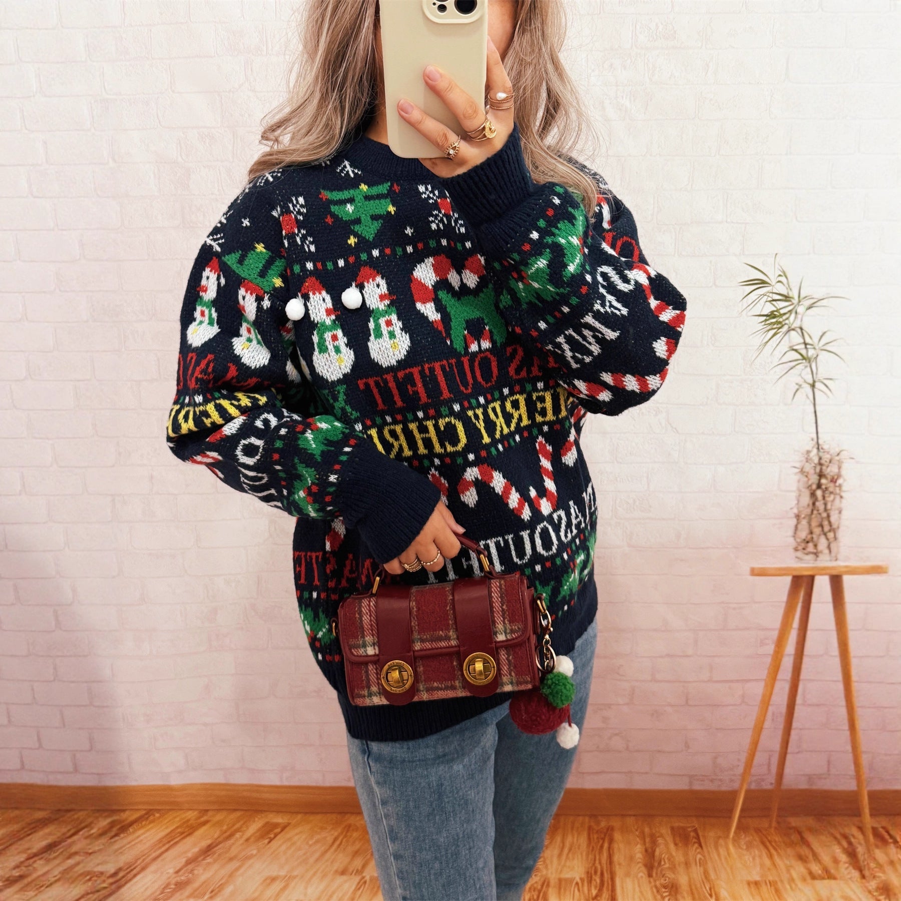 Damen Weihnachts-Pullover mit nordischem Design und festlichen Motiven R&B