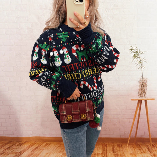 Damen Weihnachts-Pullover mit nordischem Design und festlichen Motiven R&B