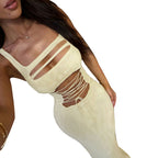 Damen Maxikleid mit raffiniertem Cut-Out-Design und attraktiver Schnürung R&B
