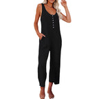 Damen Jumpsuit mit Knopfleiste und Taschen R&B