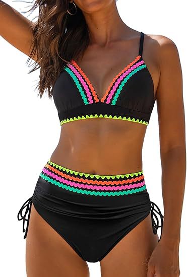 Damen Hochgeschnittener Bikini mit verspielten Zierdetails R&B