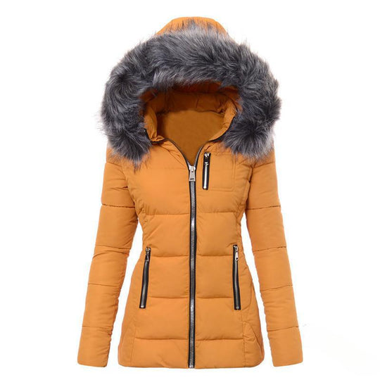 Damen Winterjacke mit abnehmbarem Kunstpelzkragen R&B