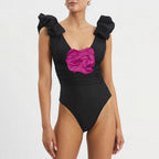 Damen Badeanzug mit elegantem Wickeldetail und langem, ombrefarbigem Rock R&B