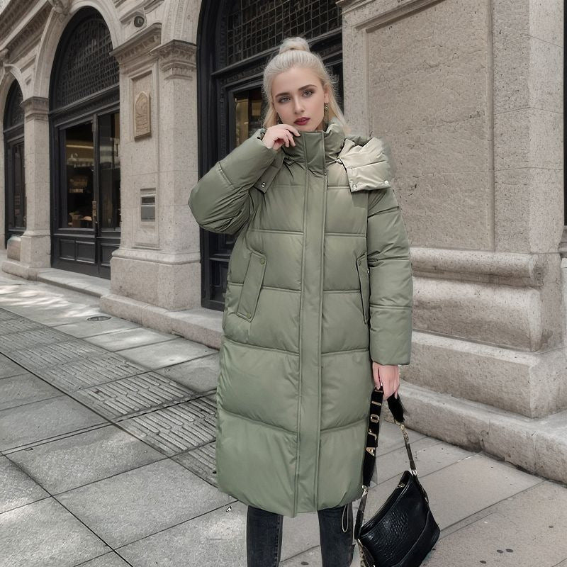 Damen langärmliger Puffer-Mantel mit isolierender Fütterung und verstellbarer Kapuze R&B