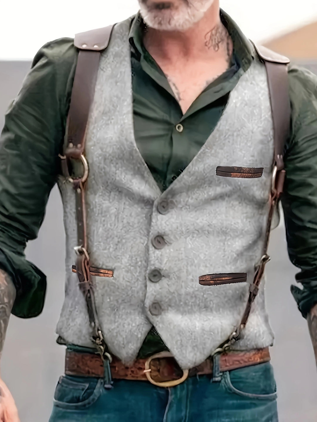 Herren stylische Weste mit akzenten und praktischen Taschen R&B