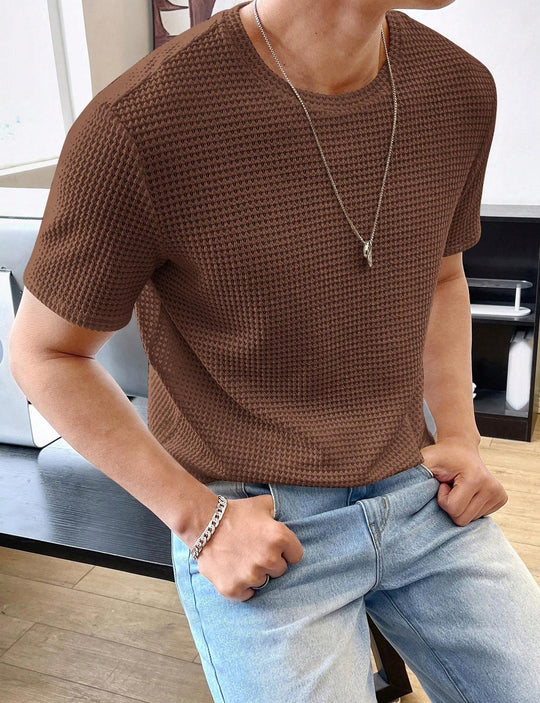 Herren lässiges Struktur-T-Shirt aus atmungsaktivem Material R&B