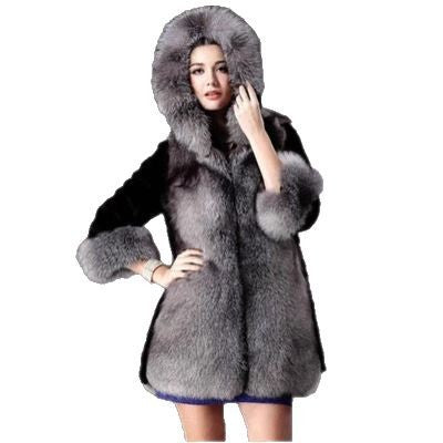 Damen Eleganter und warmer Kunstpelzparka mit Kapuze R&B