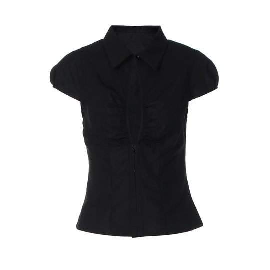 Damen Elegantes tailliertes Blusenshirt mit einem Reißverschluss R&B