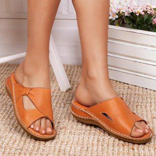 Damen komfortable Slide-Sandalen mit dekorativem Riemen und ergonomischer Sohle R&B