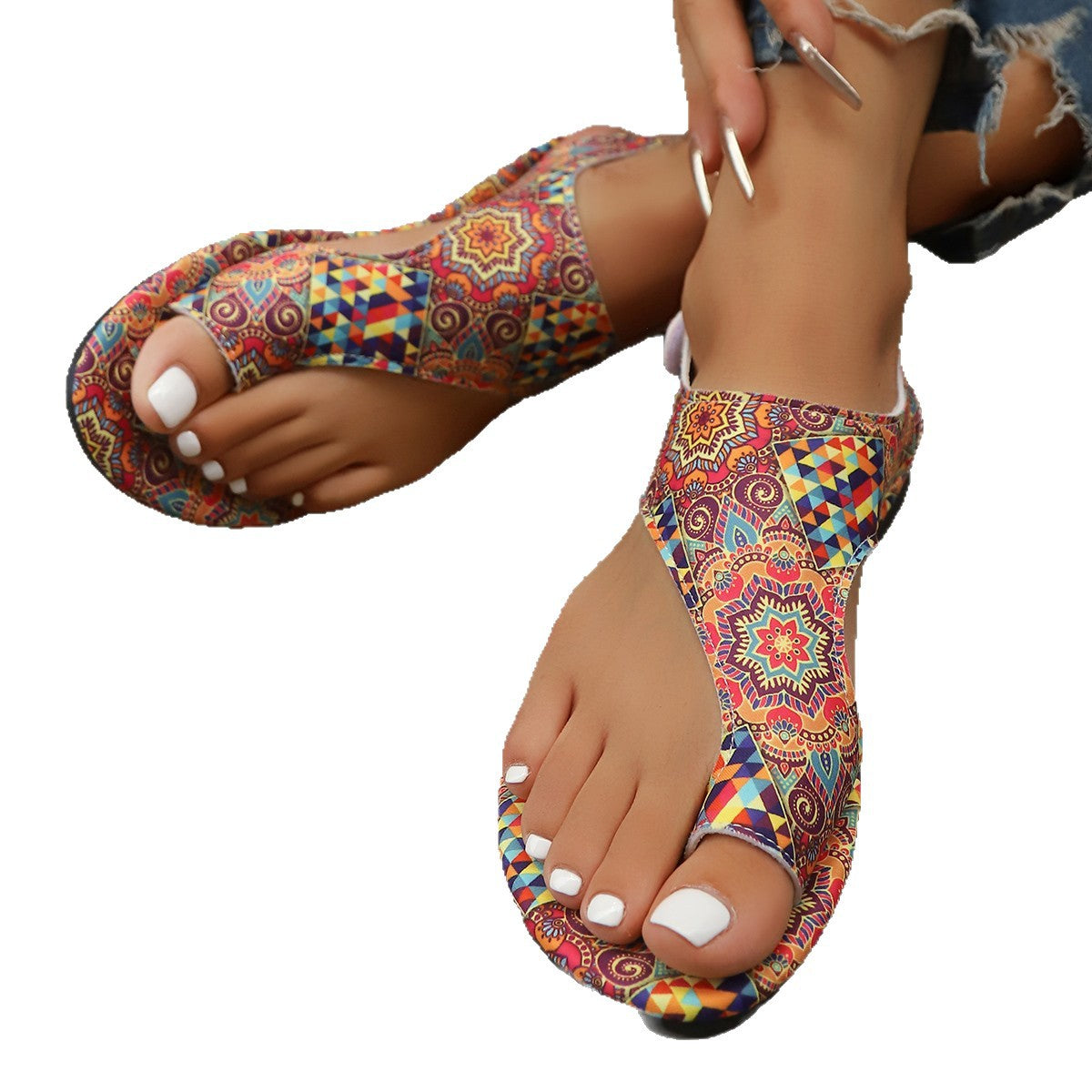 Damen bequeme Zehentrenner mit fesselndem Paisleymuster R&B