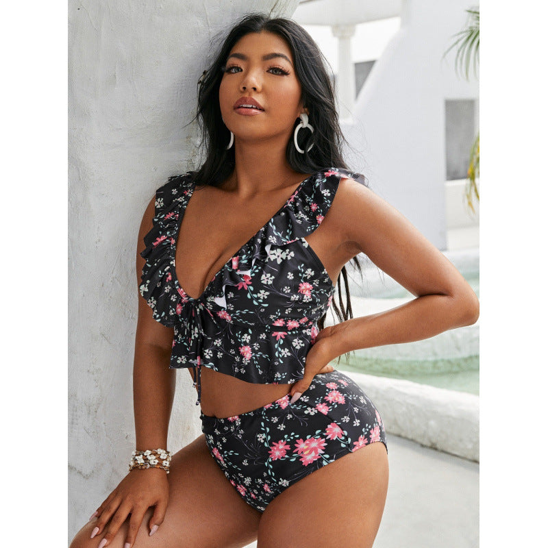 Damen Bikini-Set mit Rüschendesign und verstellbarem Oberteil R&B
