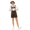 Herren nan kurze Trachtenlederhose mit verstellbaren Trägern und besticktem Brustlatz R&B